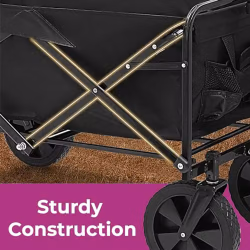 Neo Heavy Duty Large Capacity Foldable Collapsible Garden Trolley Cart, Black, W/D/H: 88.0 x 75.0 x 46.0 cm – 7