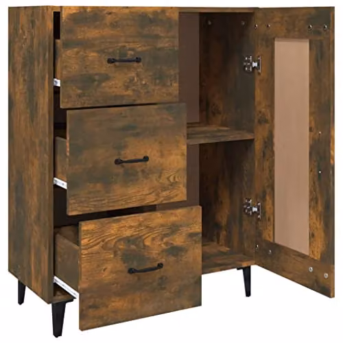 vidaXL Modern Sideboard in Smoked Oak Brown, Engineered Wood, W: 69.5 cm, D: 34 cm, H: 90 cm – 6
