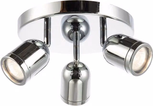 Happy Homewares Modern Triple Metal Spot IP44 Bathroom Ceiling Light with Adjustable Heads in Silver – 1