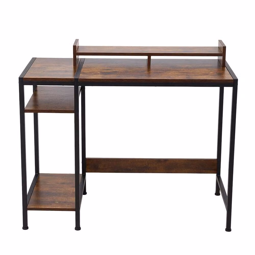 FLAVORA Brown Industrial Gaming Desk and Home Office Workstation – 2