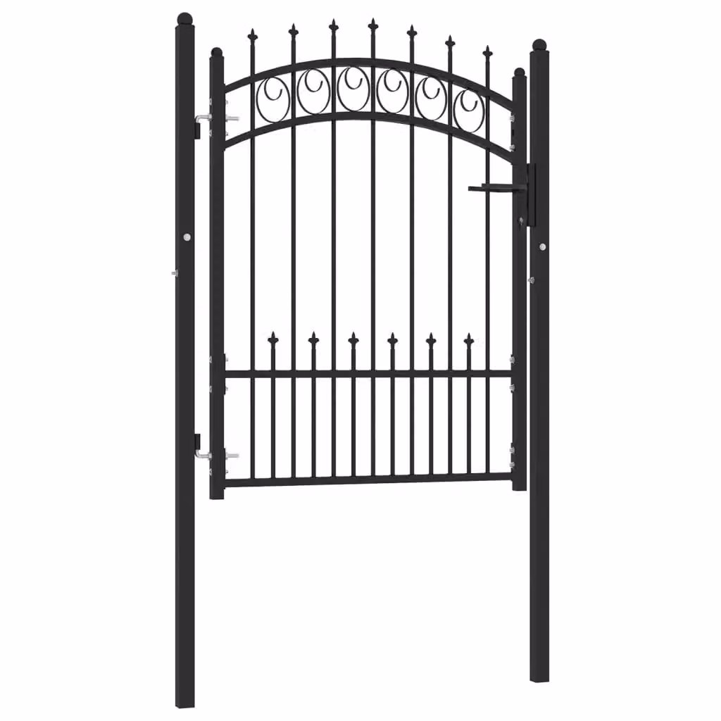 Berkfield Home Black Steel Spiked Swing Fence Gate, W: 100 cm, H: 125 cm – 2