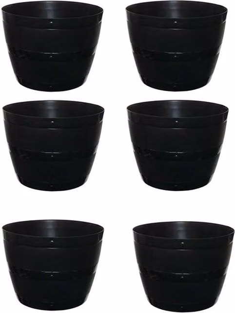 Whitefurze Black Barrel Planter Tub, Diameter: 34 cm, Pack of 6