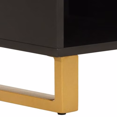 vidaXL Modern Mango Wood and Metal TV Cabinet in Brown and Black, W: 100 cm, D: 33.5 cm, H: 46 cm – 6
