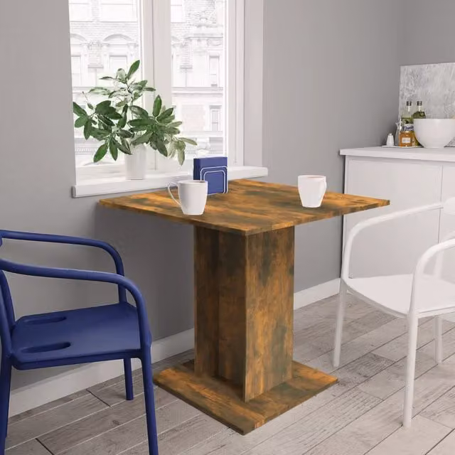 Berkfield Home Smoked Oak Dining Table in Brown, W/D/H: 80 x 80 x 75 cm
