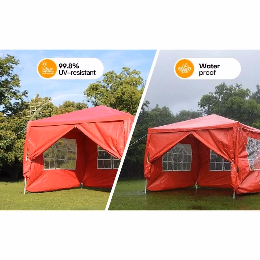 Hinsinc Waterproof Red Party Gazebo Tent W: 3 m, D: 3 m – 4