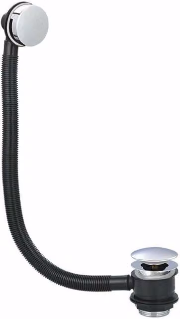 Nes Home Round Click Clack Sprung Bath Waste with Overflow in Black