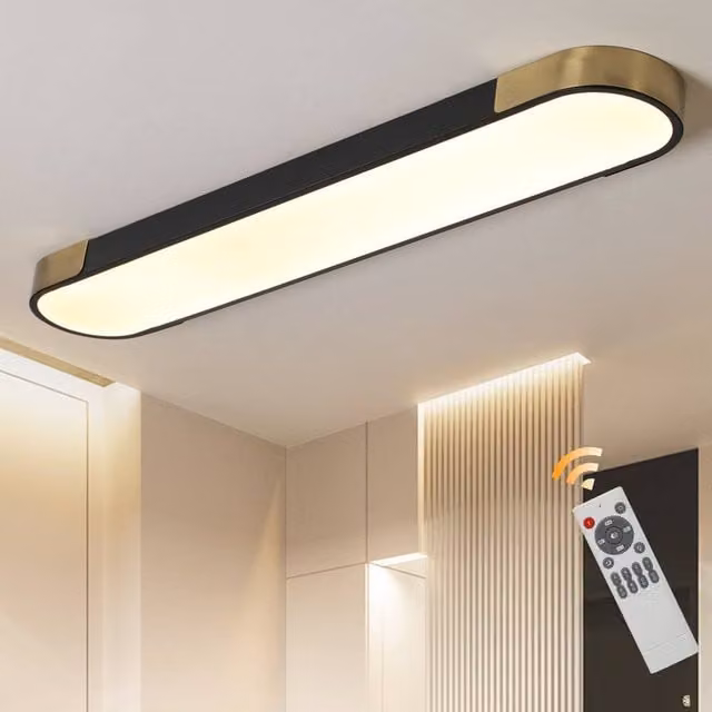 Garwarm Cherron Masek 1 Black Oval LED Flush Mount Ceiling Light with Remote Control and Dimmable Multicolour Settings – 1