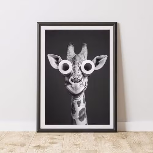 60 Second Makeover Giraffe Toilet Roll Eyes Animal Print Paper Poster, A4