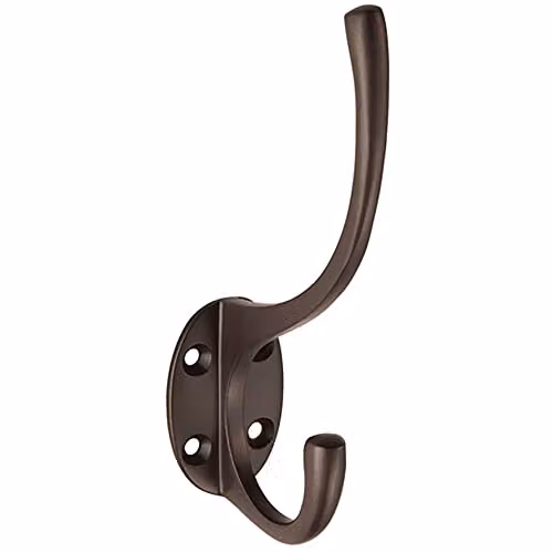 Loops Victorian Hat and Coat Hook on Oval Backplate in Matt Bronze with 64mm Projection