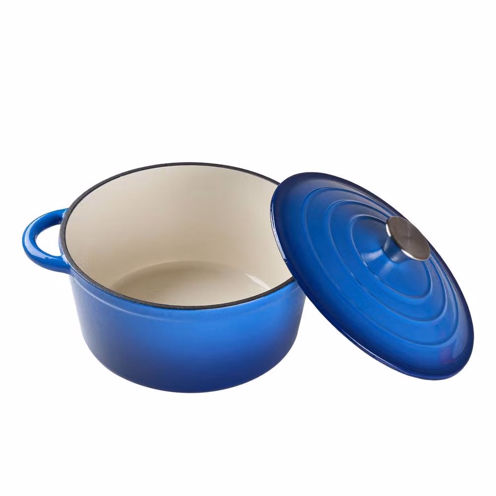 Living and Home Enameled Cast Iron Dutch Oven Casserole Pot with Lid, Blue, 4L – 2