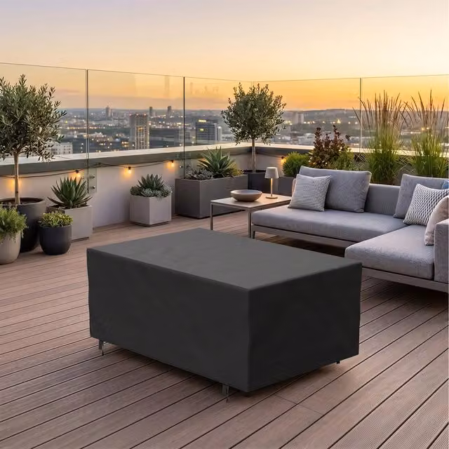 Livingandhome Waterproof Outdoor Garden Furniture Protection Cover, Black, W: 242 cm, D: 162 cm, H: 100 cm