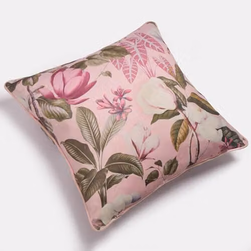 OHS 4 Pack Floral Velvet Cushion Covers in Pink, W/D/H: 45 x 45 x 45 cm – 4
