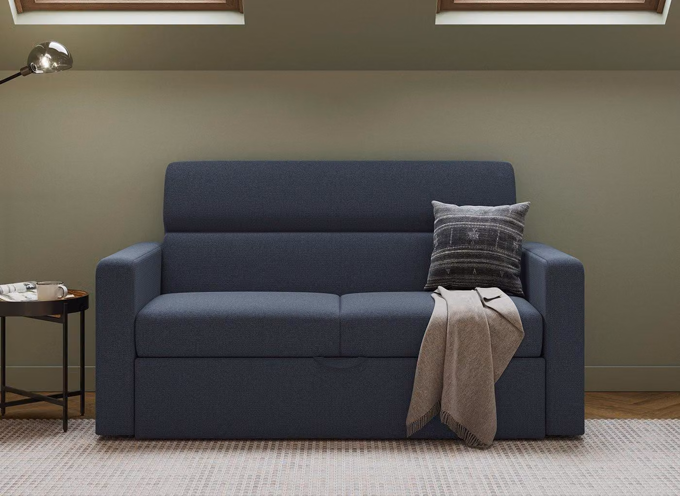 Dreams Shannon 2-Seater Blue Fabric Click-Clack Pull-Out Sofa Bed