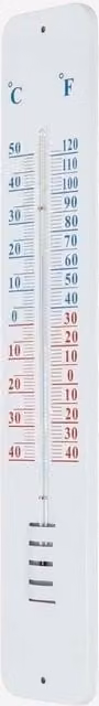 Homescapes Silver Metal Wall Thermometer, Height: 45 cm