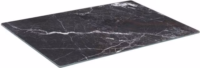 Harbour Housewares Black Marble Effect Rectangular Glass Chopping Board with Non-Slip Feet, Width: 20 cm