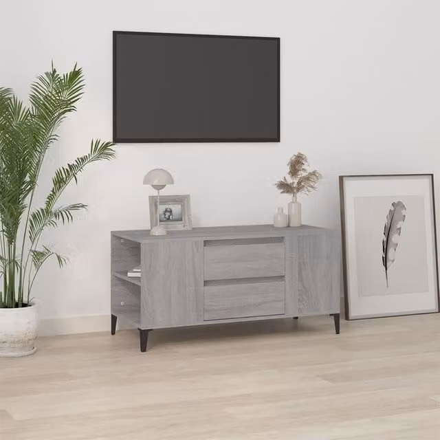 Berkfield Home Grey Sonoma TV Cabinet in Engineered Wood W/D/H: 102 x 44.5 x 50 cm