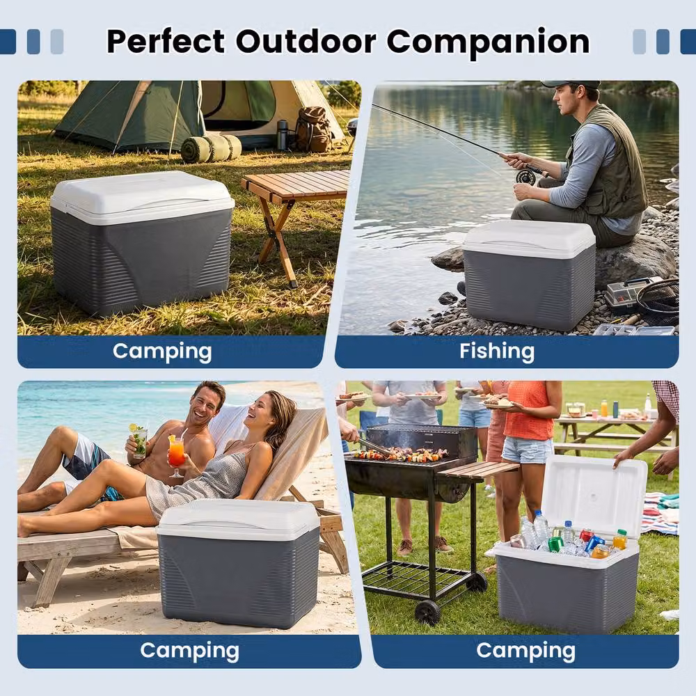 Costway 21 L Insulated Portable Hard Shell Ice Chest Cooler in Black – 8