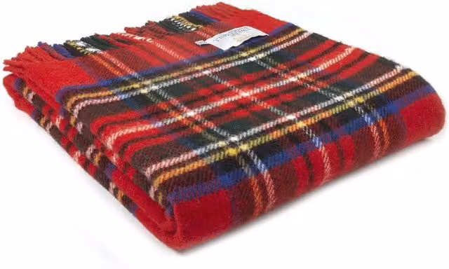 HomeSpace Direct Royal Stewart Red Checked Wool Throw