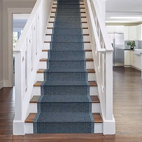 runrug Grey Geometric Stair Carpet Runner, W: 66 cm, L: 720 cm – 1