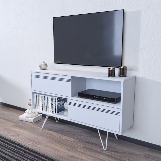 Decorotika Kerby Modern Matt White TV Unit W: 120 cm