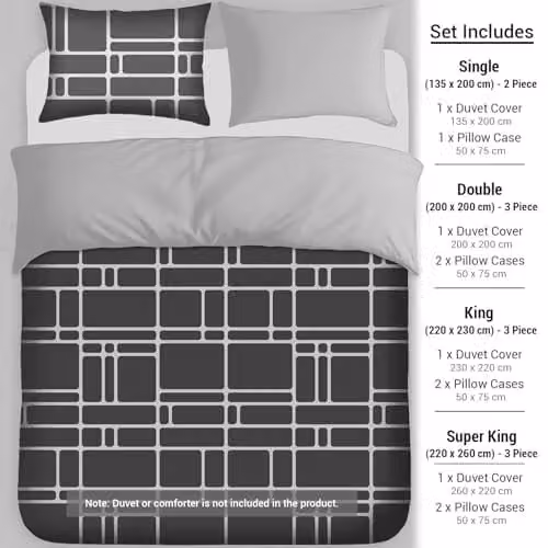 Pamposh Single Duvet Cover Set in Anthracite Grey, Reversible Brushed Microfibre Bedding with Zipper Closure, W: 135 cm x D: 200 cm, includes 1 x Pillowcase 50 x 75 cm – 2