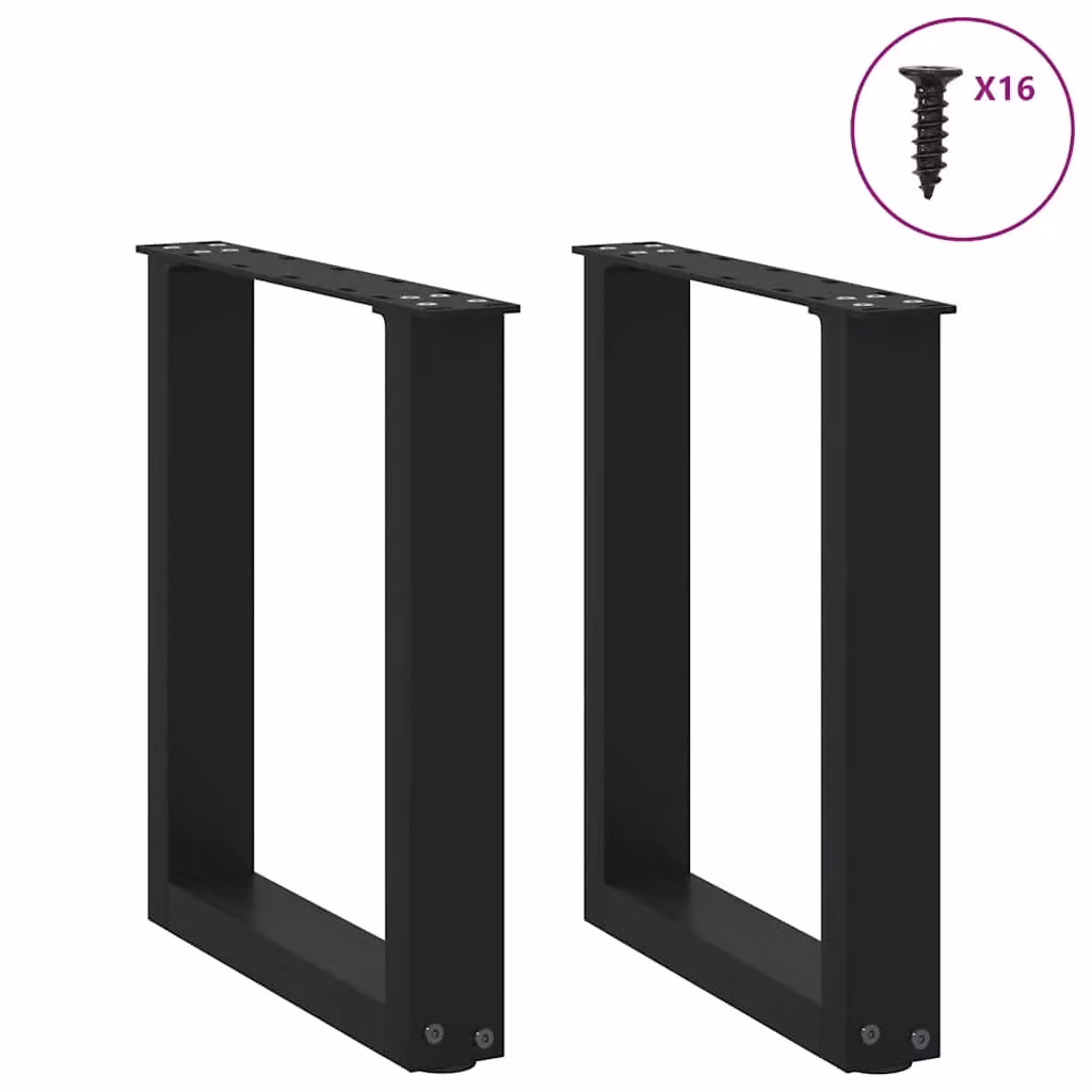 Berkfield Home U-Shaped Steel Coffee Table Legs, Black, 2 Pack, W: 28 cm, H: 42.5 cm – 2