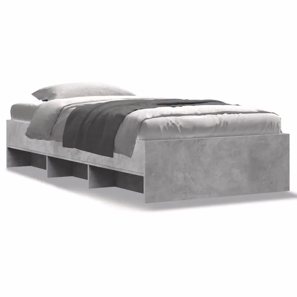 Berkfield Home Engineered Wood Bed Frame in Concrete Grey, W: 75 cm, L: 190 cm – 2