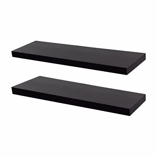 Harbour Housewares Modern Floating Wall Shelves, Pack of 2, Black, Width: 100 cm – 1