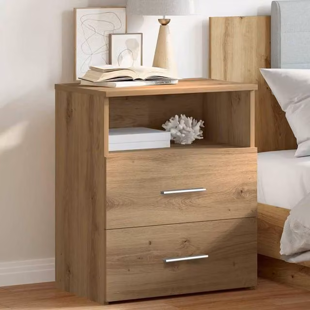 Berkfield Home Artisan Oak Stylish Bedside Cabinet in Brown, W/D/H: 50 x 32 x 60 cm – 1
