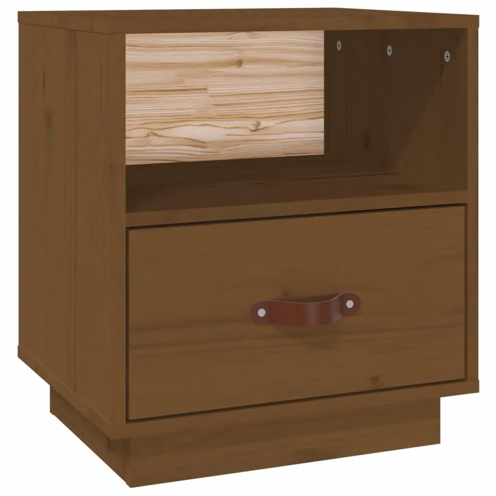 Berkfield Home Bedside Cabinet in Honey Brown Solid Pine Wood, W: 40 cm, D: 34 cm, H: 45 cm – 2