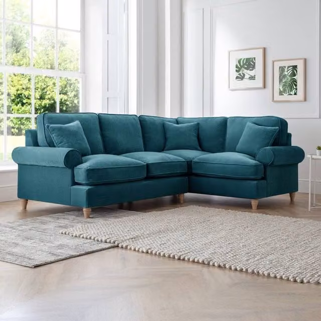 The Great Sofa Company Ezra Right Hand Velvet Corner Sofa in Green – 1