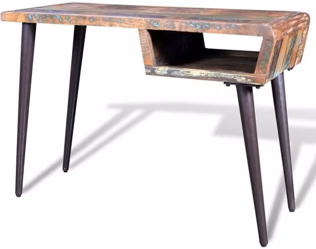 Berkfield Home Industrial Reclaimed Wood Writing Desk with Iron Legs, Multicolour