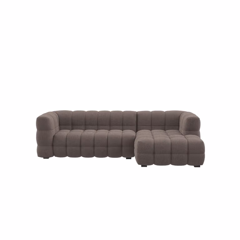 Dôme Deco BASEL Right-Facing Corner Sofa in Grey Fabric with Solid Beech Wood Frame, W/D/H: 272 x 168 x 76 cm
