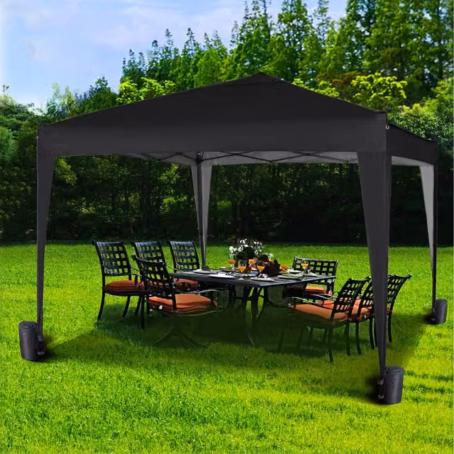 Mcc Direct Black Pop Up Gazebo, W 200 cm x D 200 cm x H 200 cm
