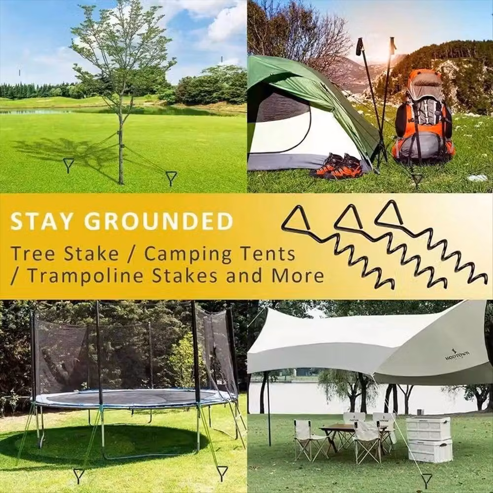 Kelvenix Trampoline Anchor Set with Black Steel Spiral Screw-In Ground Pegs, 100 g – 3