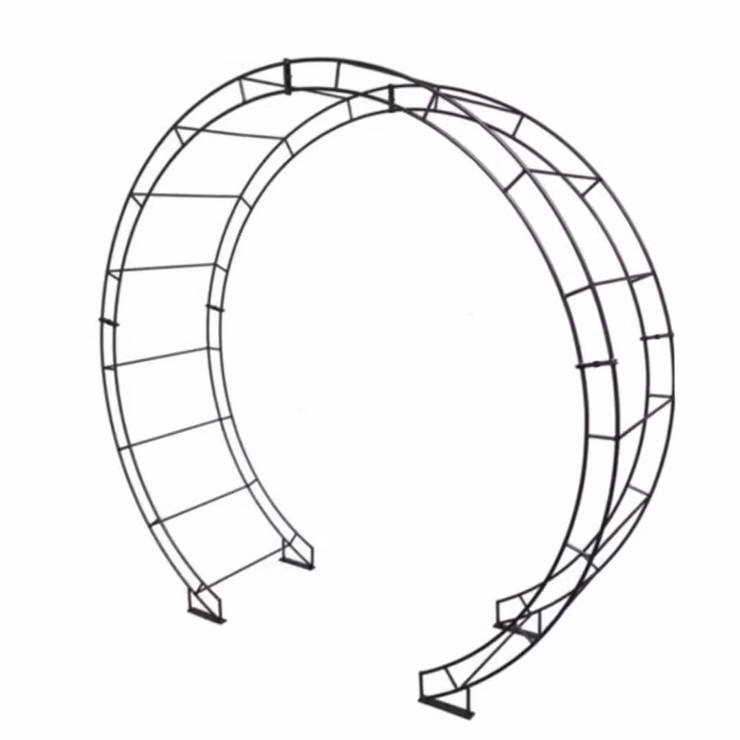 Poppyforge Round Arch Moon Gate Garden Archway with Ground Spikes in Black Solid Steel – 2