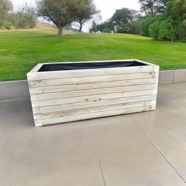 CW Bespoke Norfolk Outdoor Wood Planter in Brown, W: 60 cm, D: 120 cm, H: 60 cm