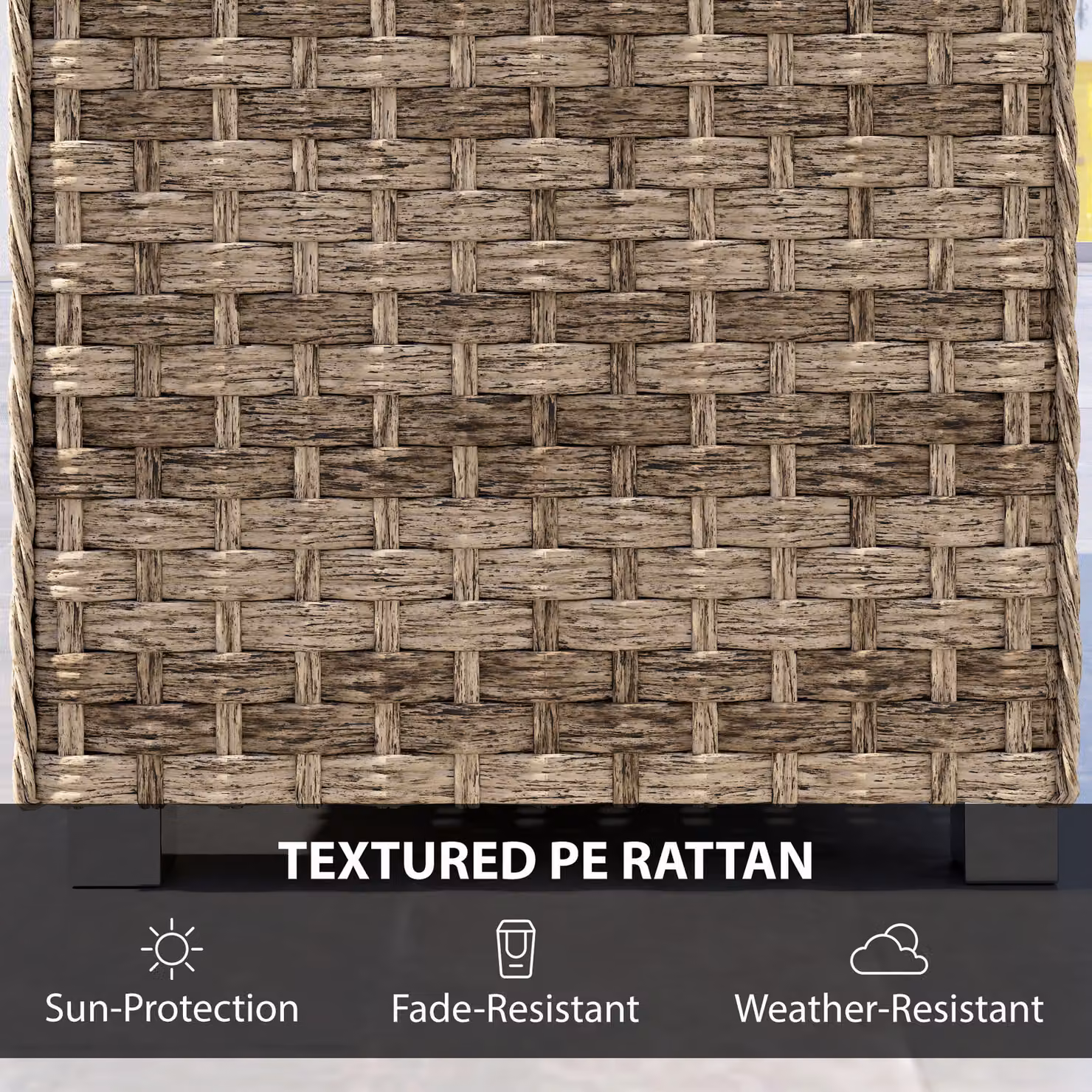 Outsunny Outdoor Coffee Table with Storage Shelf, Light Brown PE Rattan Side Table with Slatted Top – 4