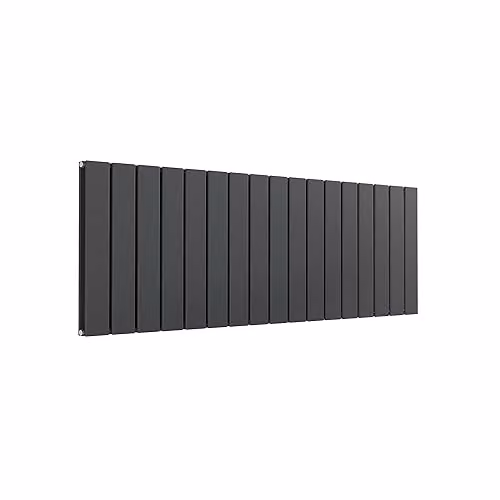 Bathroom Kingdom Reina Flat Double Horizontal Steel Radiator in Anthracite Grey W: 125.4 cm, H: 60 cm