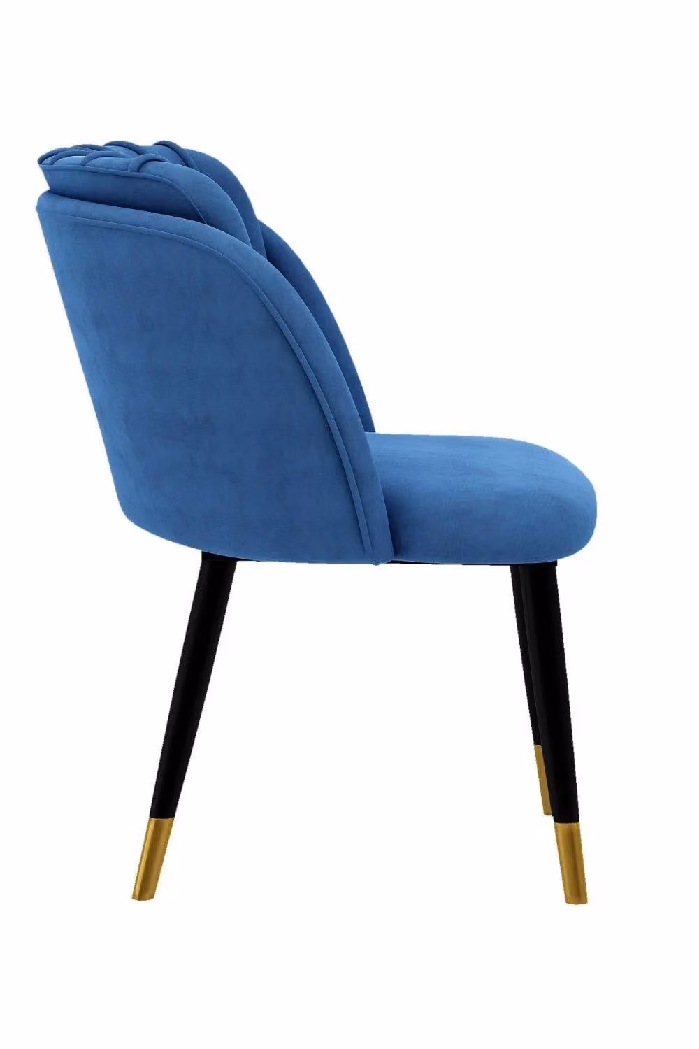 Life Interiors Milano Velvet Dining Chair in Blue with Gold Tipped Metal Legs – 3