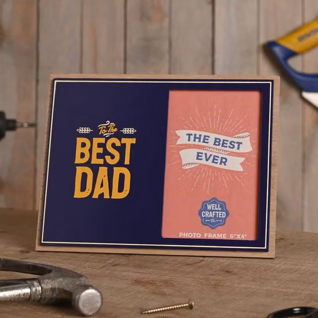 Well Crafted Best Dad Single Rectangular Wood Photo Frame in Blue, 10 x 15 cm – 1