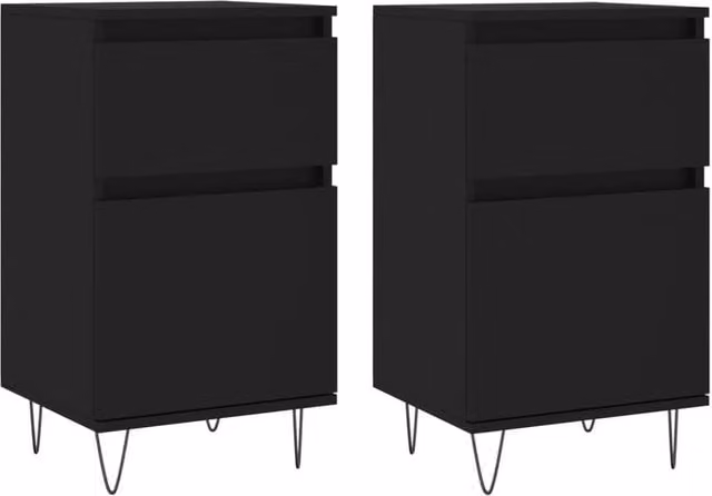 Berkfield Home Set of 2 Black Classic Sideboards in Engineered Wood, W/D/H: 40 x 35 x 70 cm – 1