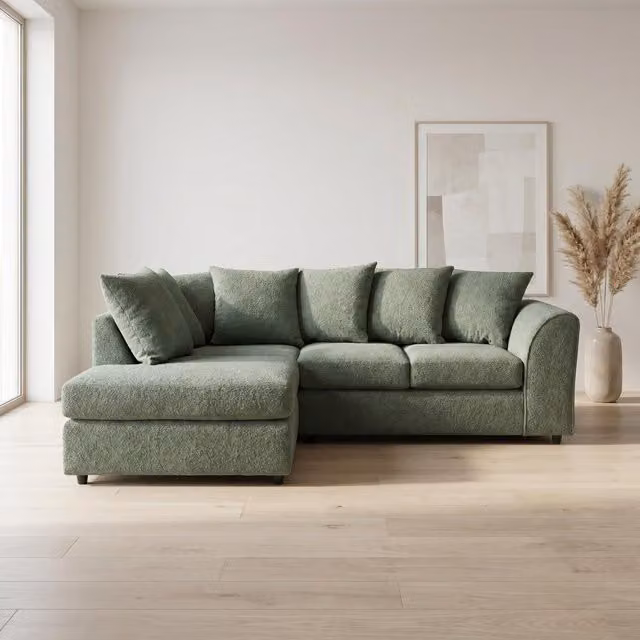 Abakus Direct Harriet Green Bouclé Fabric Left Facing Corner Sofa