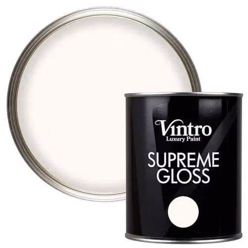 Vintro High Gloss Water Based Paint for Wood and Walls, Warm White - Nymph, 1 Litre