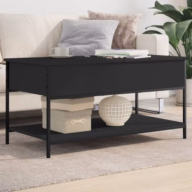 Berkfield Home Modern Black Rectangular Coffee Table with Lift Mechanism, W/D/H: 100 x 50 x 50 cm – 1