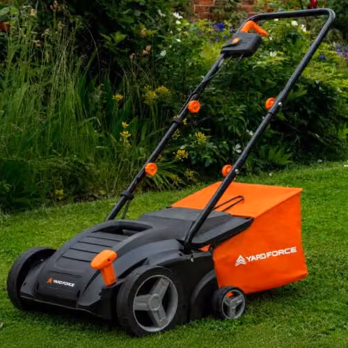 Yard Force 1500W Electric 2-in-1 Lawn Scarifier and Aerator in Orange, 32cm Working Width with 35L Collection Bag – 3