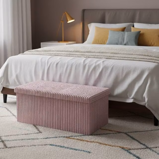 Snug City Pink Corduroy Rectangle Storage Box with Lid – 1