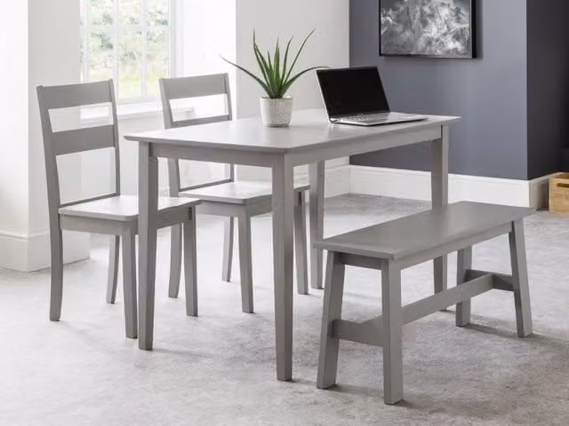 Julian Bowen Kobe Grey Rectangular Dining Table, 2 Chairs and Bench Set