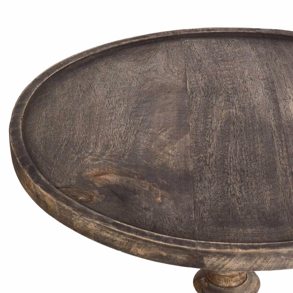 Wyld and Coco Set of 2 Round Mango Wood Side Tables in Brown – 3