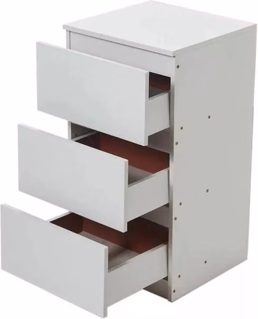 FLAVORA 3 Drawer Wooden Bedroom Bedside Cabinet in White – 1